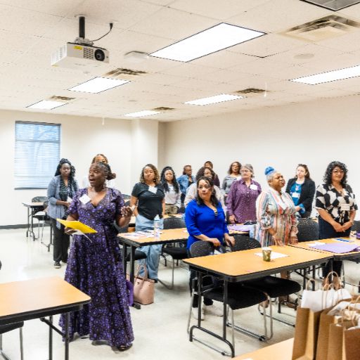Attendees at the ACC Women’s Health, Motivation, and Empowerment Conference listen to a speaker during one of the panels.